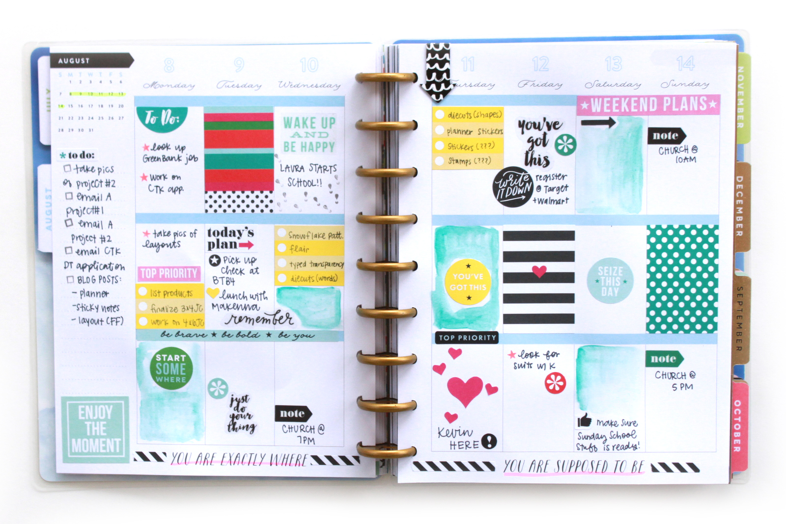stickers & watercolor in the 'Picture Quote' Happy Planner™ — me & my